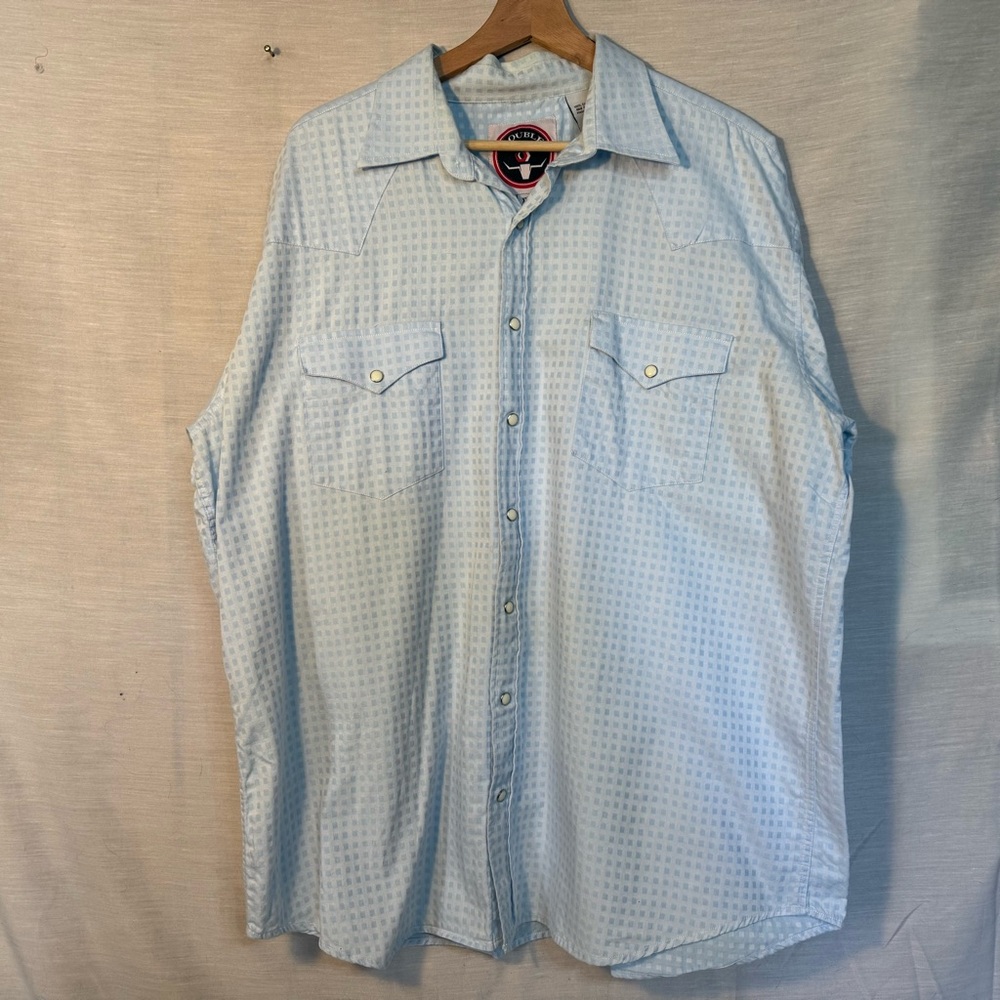 Double S Light Blue Western Snap Button Shirt XXL